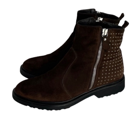 Barbara Barbieri brown suede slipon studded Chelsea ankle low heel boots size 37 - Picture 5 of 14